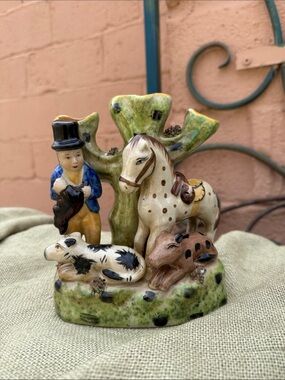 Victorian Staffordshire Spill Vase | 19th Century English Pottery